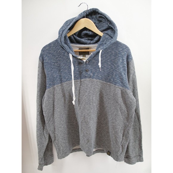 Lucky Brand Sweatshirt Hoodie Mens Large Grey Henley Hooded‎ Gray Sweater - Picture 1 of 7